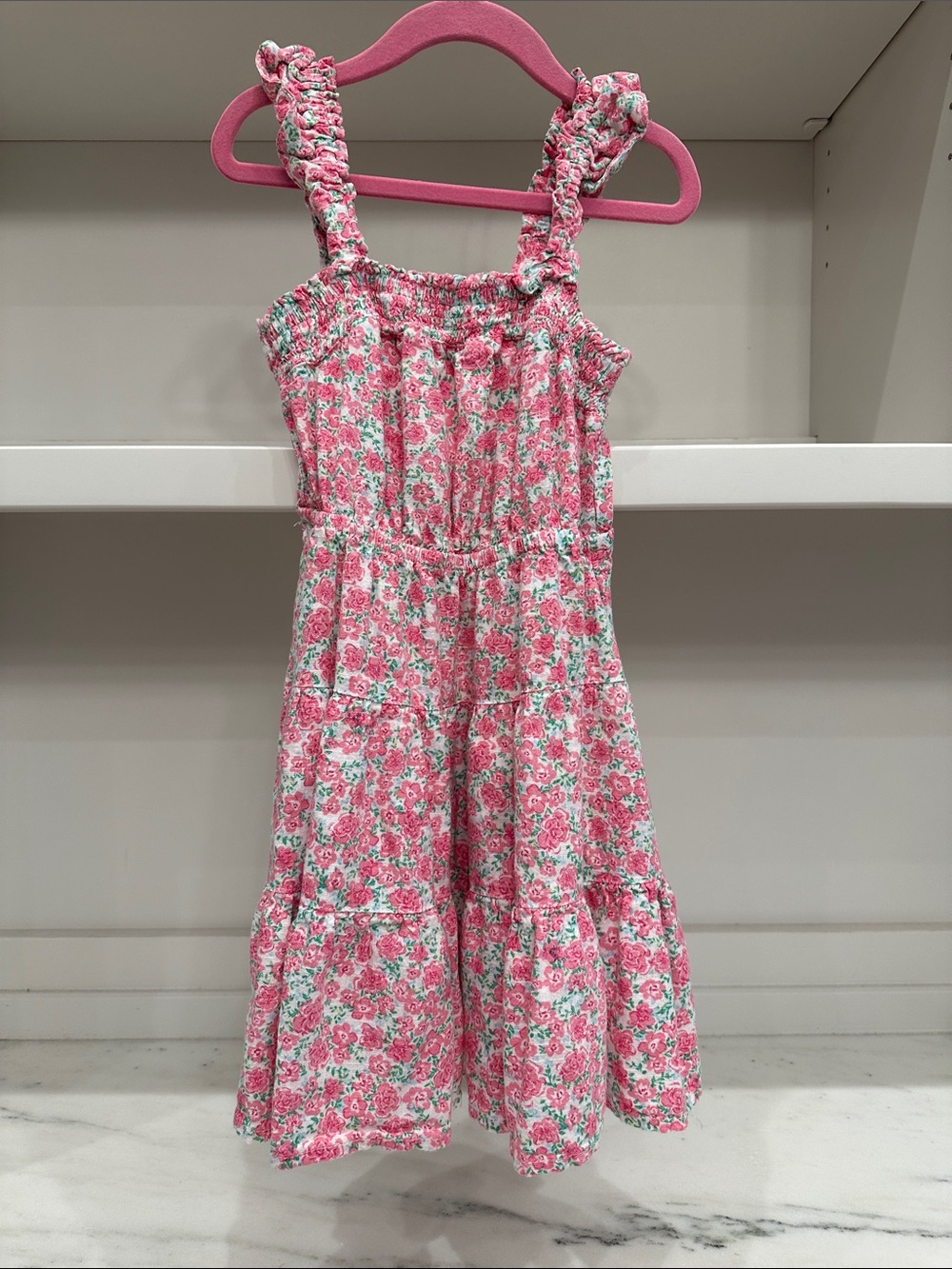 Copper Key girls size 6 Pink Floral Ruffled Strap Sundress. Like new